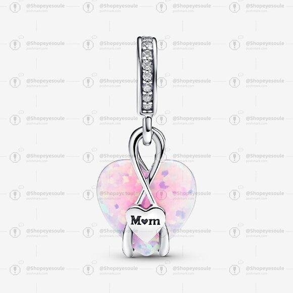 Pandora Mum Opalescent Heart Dangle Charm - Picture 2 of 6
